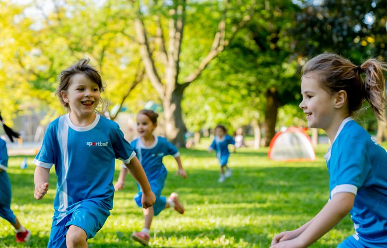 Kids playing Sportball Soccer & T-Ball at Trailhead Park